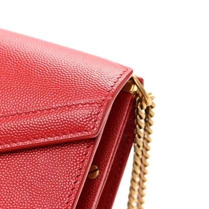 Saint Laurent Grain De Poudre Monogram Cassandra Clasp Bag Red 14 of 14