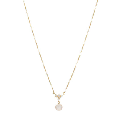 Mikimoto 18K Yellow Gold Diamond Akoya Pearl 7.5mm Pendant Necklace 1 of 5
