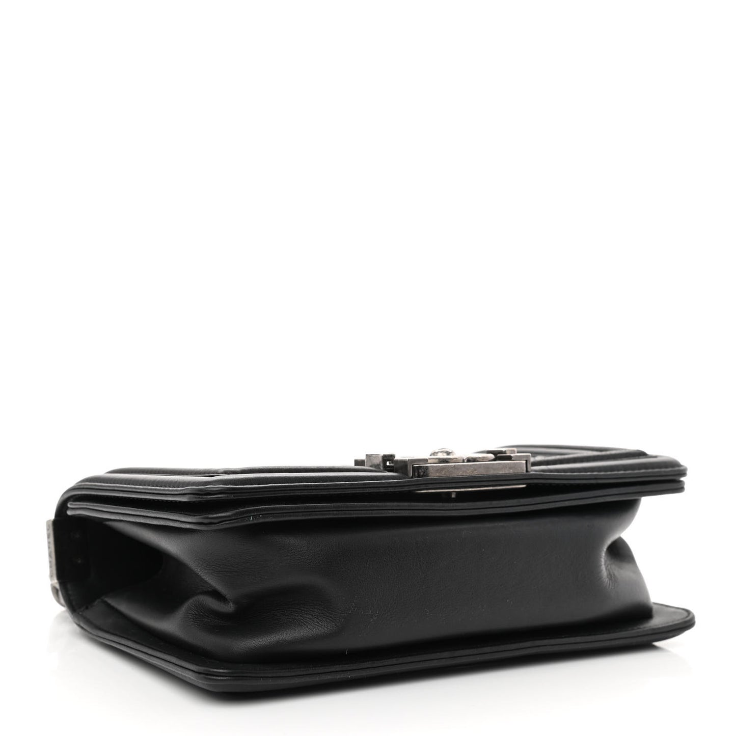 Lambskin Pleated Small Boy Flap Black