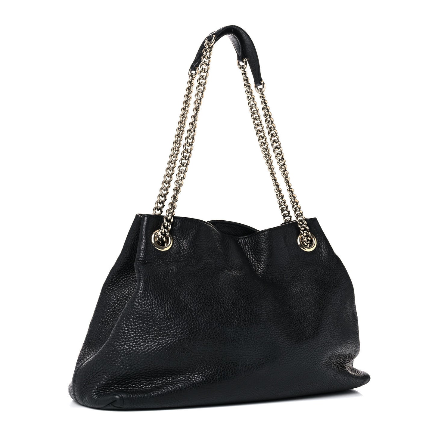 Pebbled Calfskin Medium Soho Chain Shoulder Bag Black