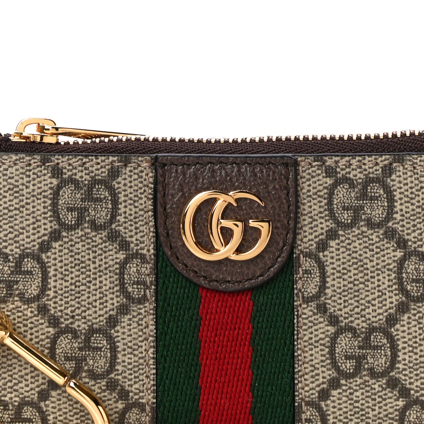 GG Supreme Monogram Web Ophidia Key Case Beige New Acero