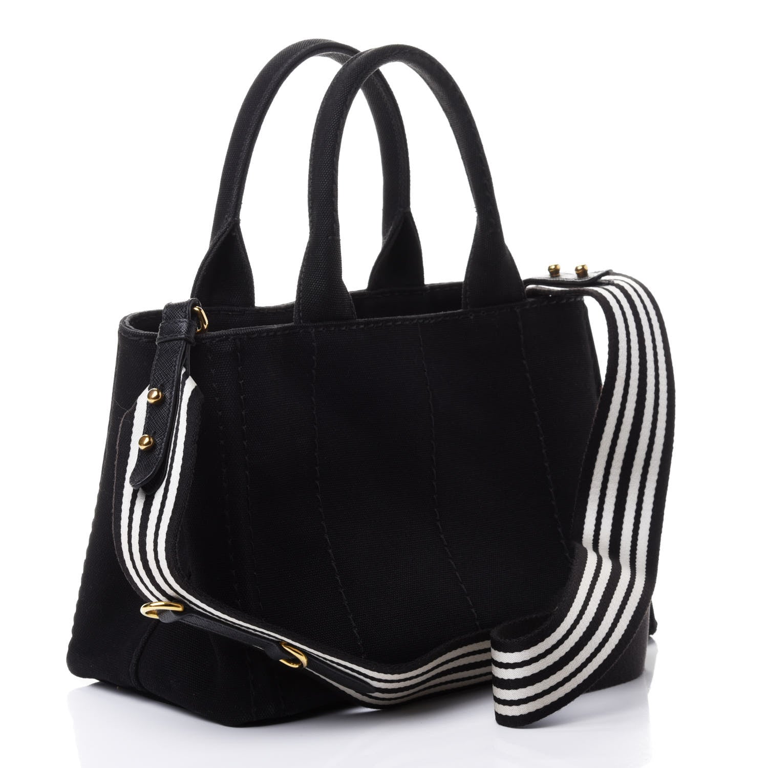 Prada Canapa Small Logo Tote Black Talco 2 of 4
