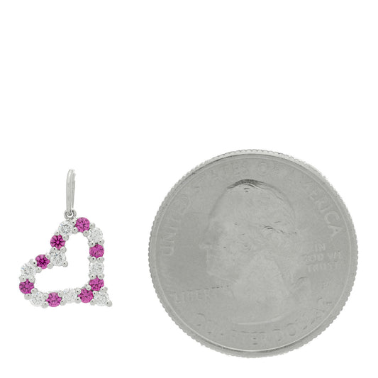 Platinum Diamond Pink Sapphire Mini Heart Charm