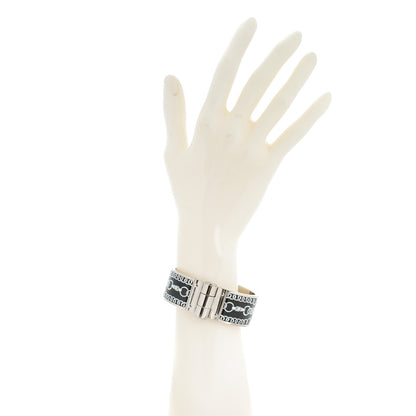 Hermes Enamel Printed Wide Balades Equestres Positif Negatif Hinged Bracelet S Black 2 of 6