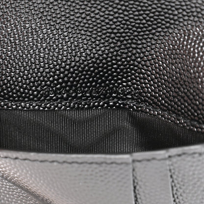 Saint Laurent Grain De Poudre Matelasse Chevron Monogram Zipped Card Case Black 8 of 10