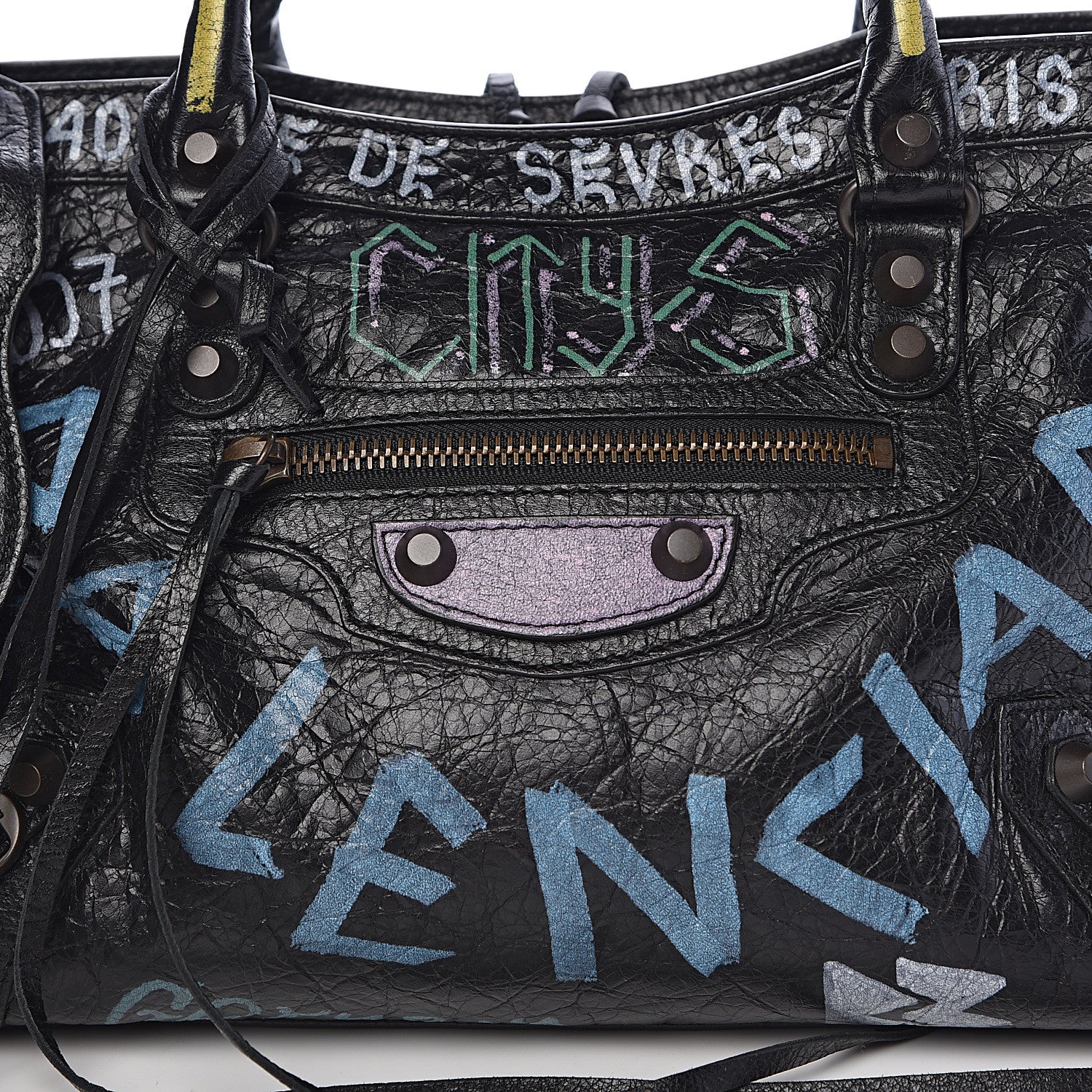 Balenciaga Agneau Graffiti All Over Classic Hardware S City Black Multicolor 10 of 10