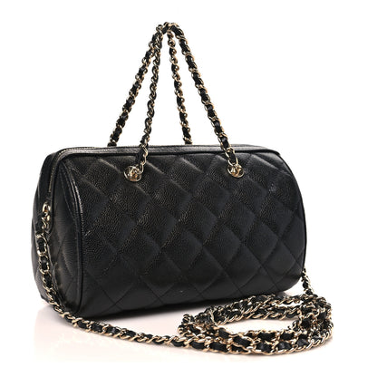 Chanel Caviar Quilted Barrel Clutch With Chain  Black 3 of 11