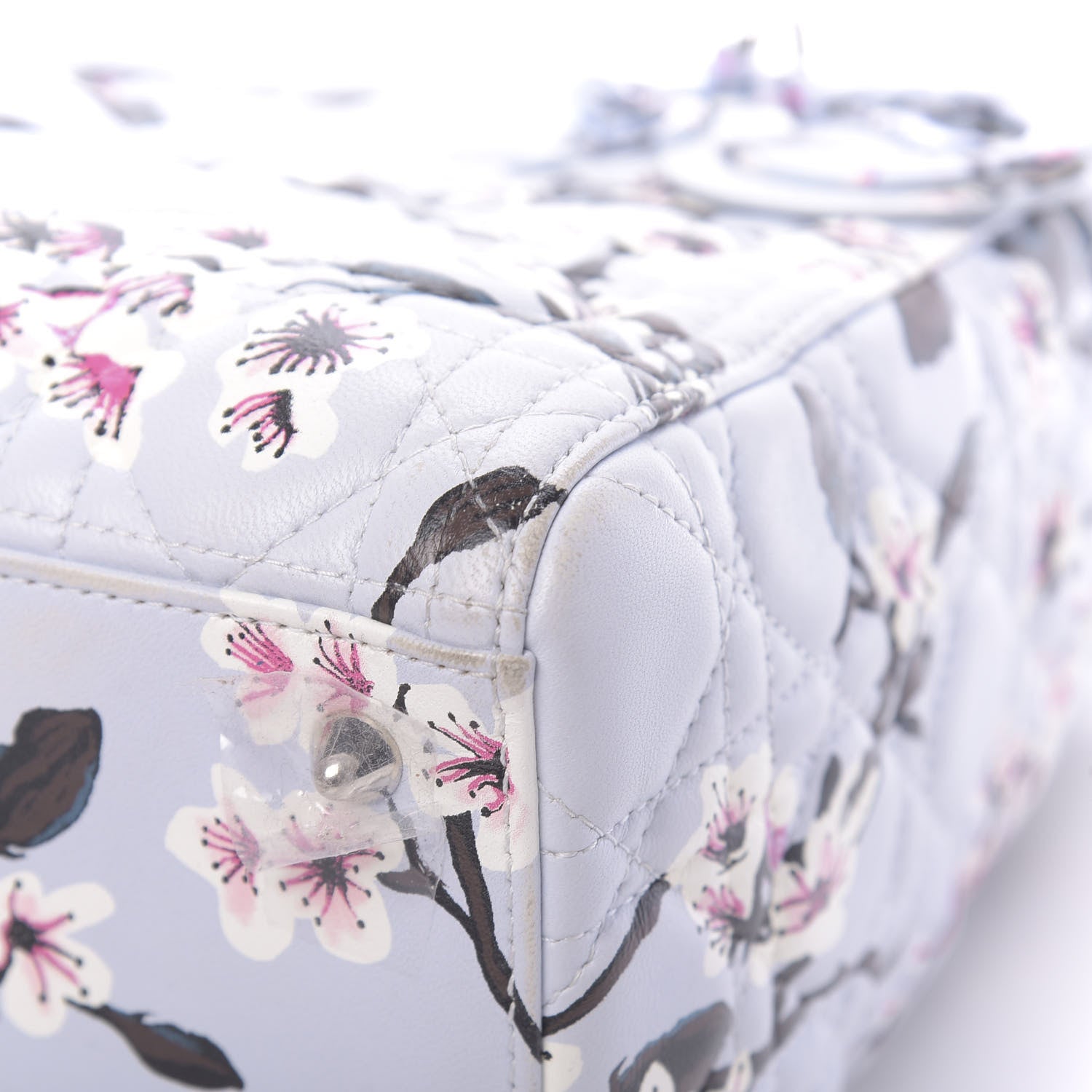 Christian Dior Lambskin Cannage Floral Printed Medium Lady Dior Light Blue 17 of 19