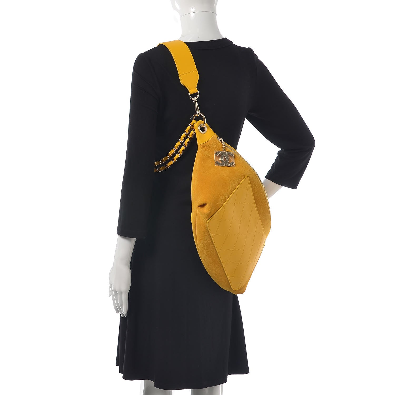 Chanel X PHARRELL WILLIAMS Suede Lambskin Oversized Waist Belt Bag Jaune Yellow 7 of 15