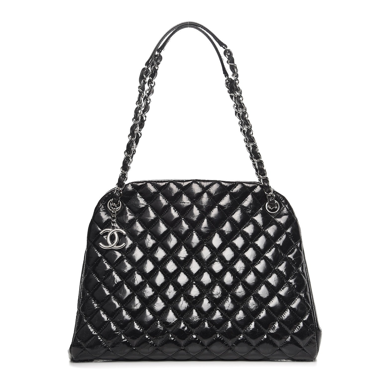 Chanel Glazed Calfskin Quilted Large Just Mademoiselle Bowling Bag Black 1 of 9