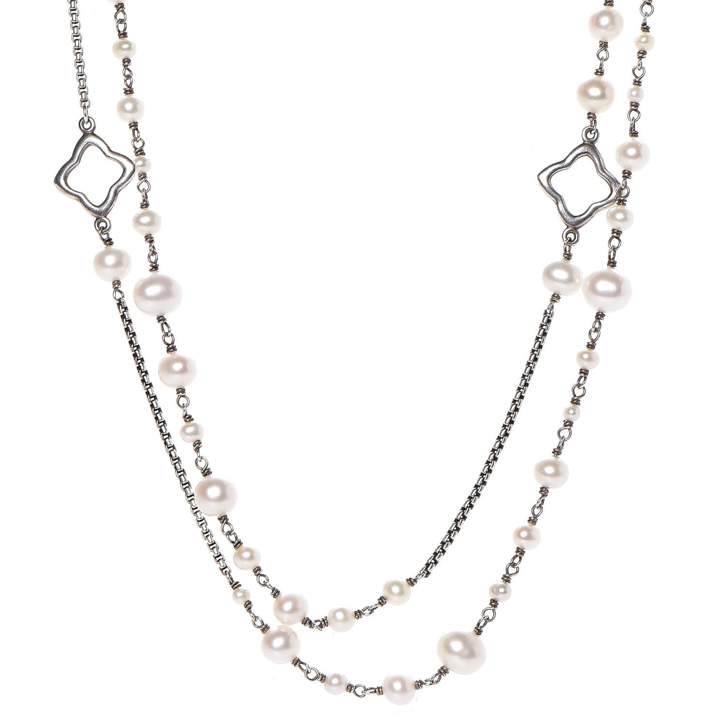Sterling Silver Pearl 7.5mm Bijoux Chain Necklace