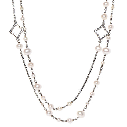 David Yurman Sterling Silver Pearl 7.5mm Bijoux Chain Necklace 1 of 4