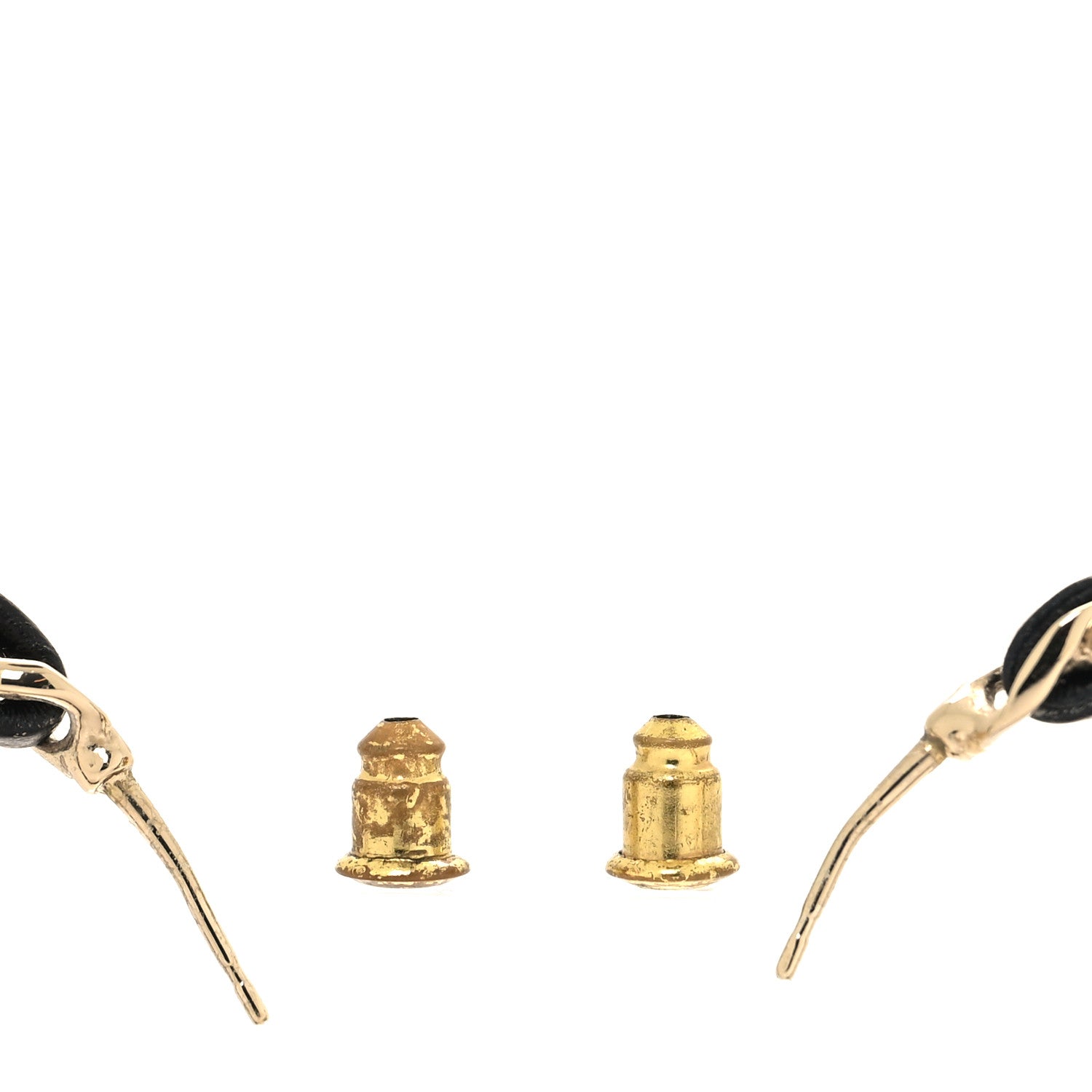 Chanel Metal Lambskin Quilted CC Turnlock Chain Hoop Earrings Gold Black 3 of 5