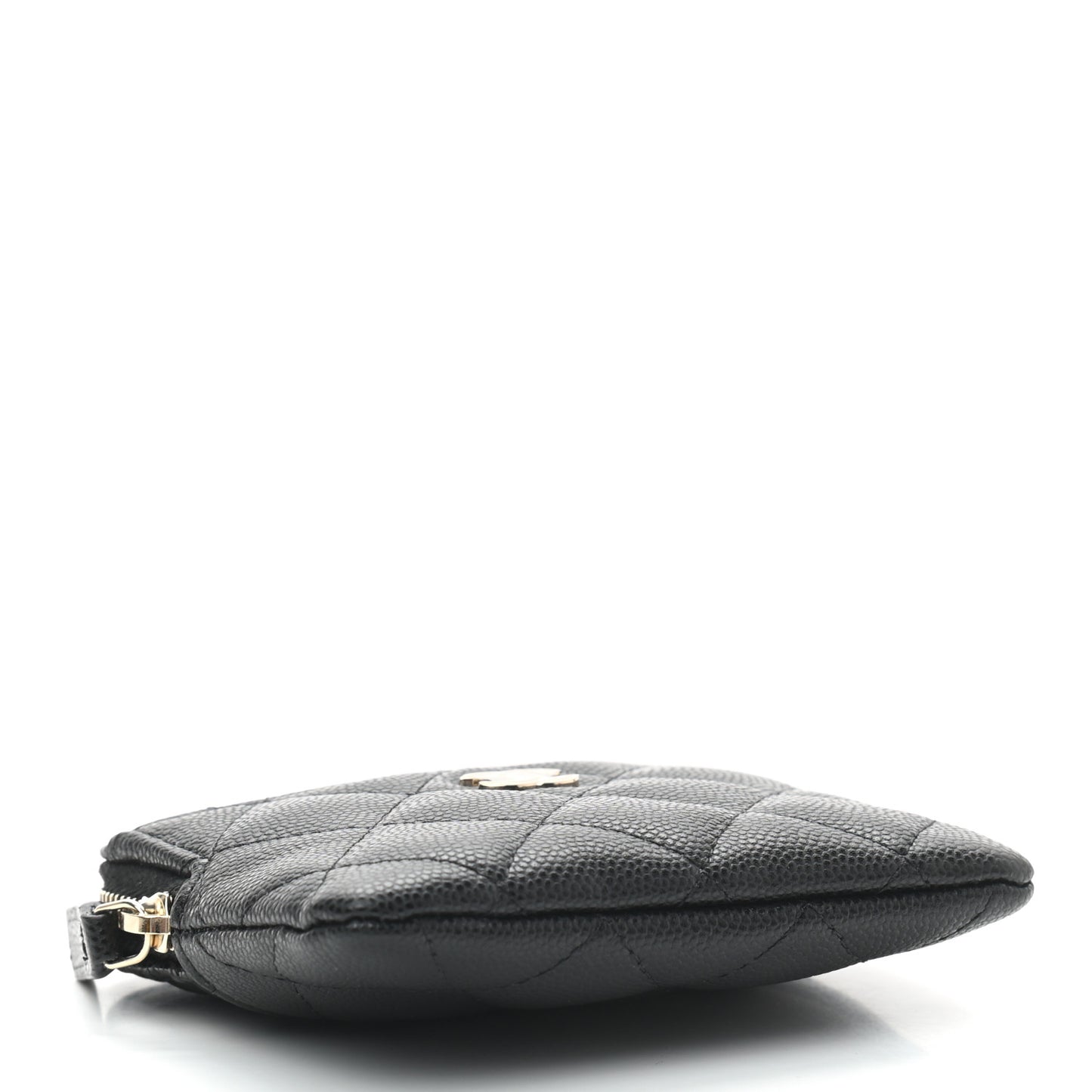 Caviar Quilted Zip Card Holder Wallet Black