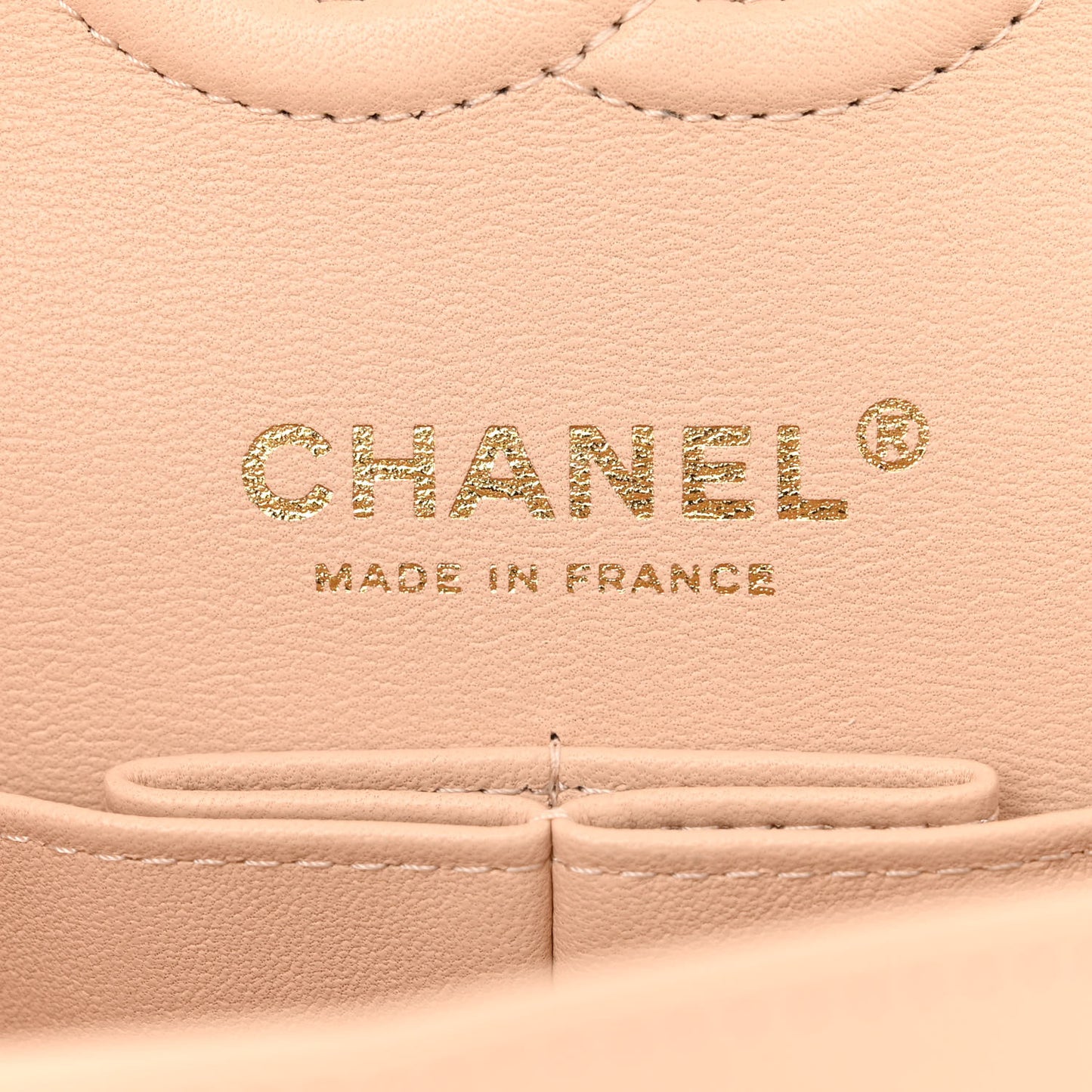 Lambskin Quilted Small Double Flap Beige