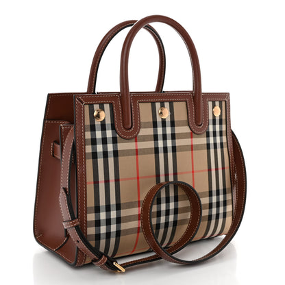 Burberry Calfskin Vintage Check Mini Two Handle Title Bag Archive Beige 3 of 9