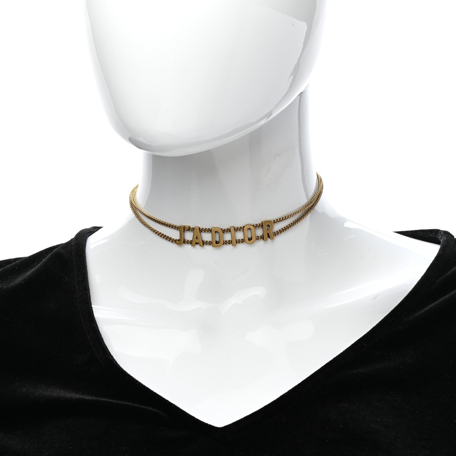 Christian Dior Metal J'Adior Choker Necklace Aged Gold 2 of 5