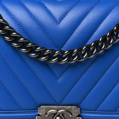 Chanel Lambskin Chevron Quilted New Medium Boy Flap Bright Blue 8 of 10