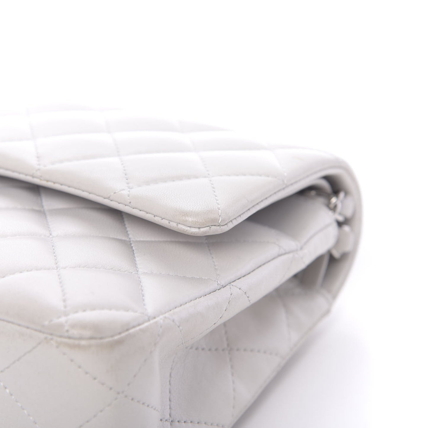 Lambskin Quilted Medium Double Flap White