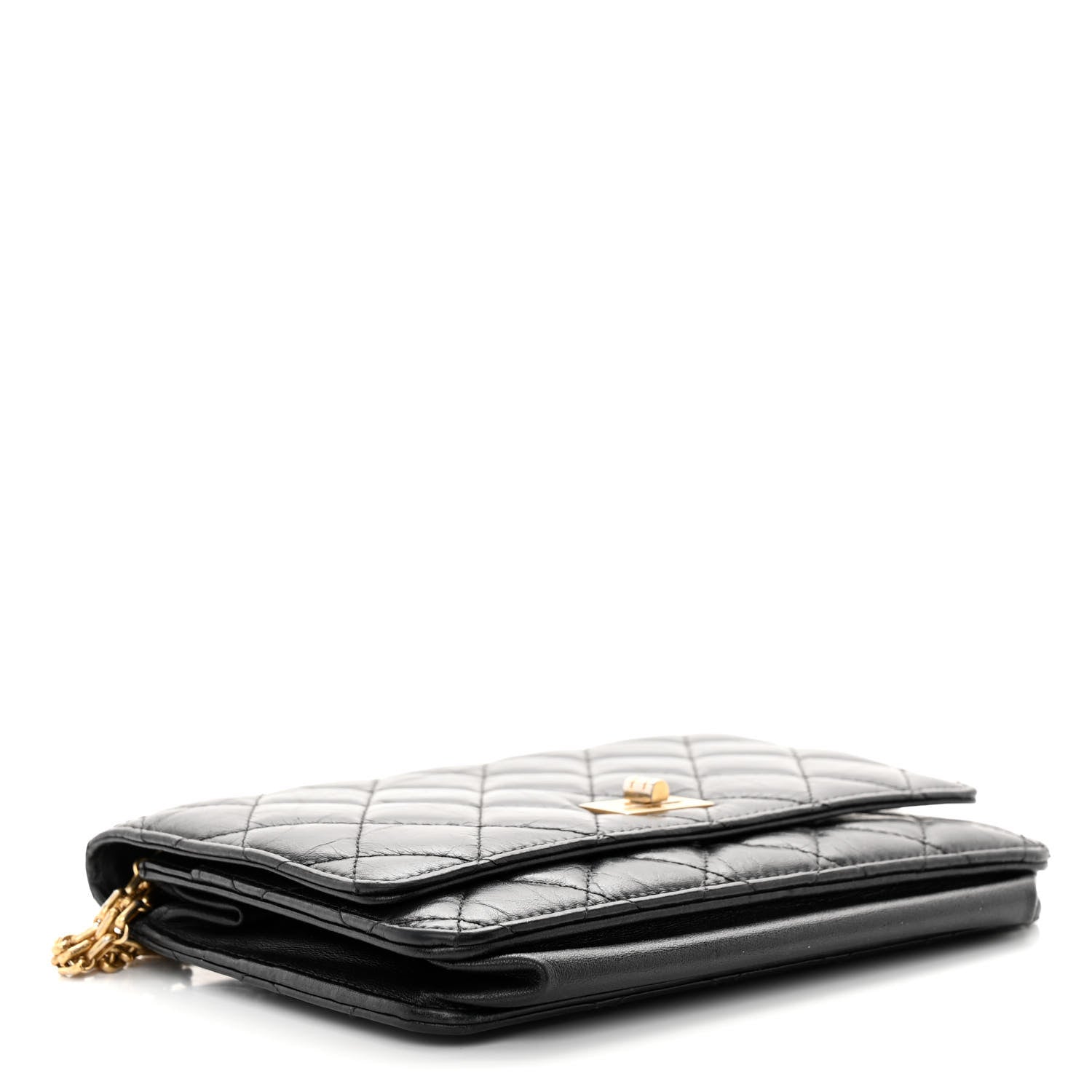 Chanel Aged Calfskin Quilted Reissue Wallet On Chain WOC Black 4 of 17
