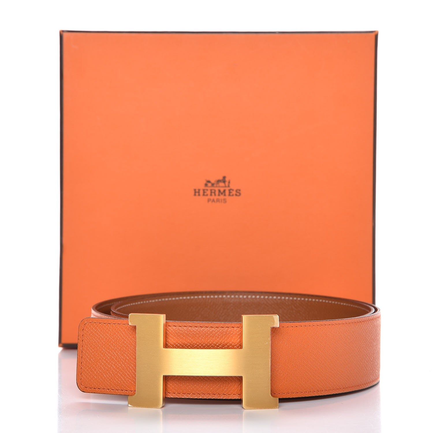 Hermes Epsom 42mm Constance 2 H Belt 100 Orange Gold 8 of 8