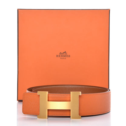 Hermes Epsom 42mm Constance 2 H Belt 100 Orange Gold 8 of 8
