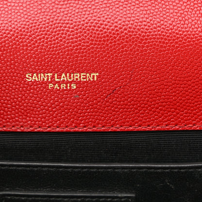 Saint Laurent Grain De Poudre Textured Mixed Matelasse Triquilt Medium Monogram Satchel New Red 8 of 18
