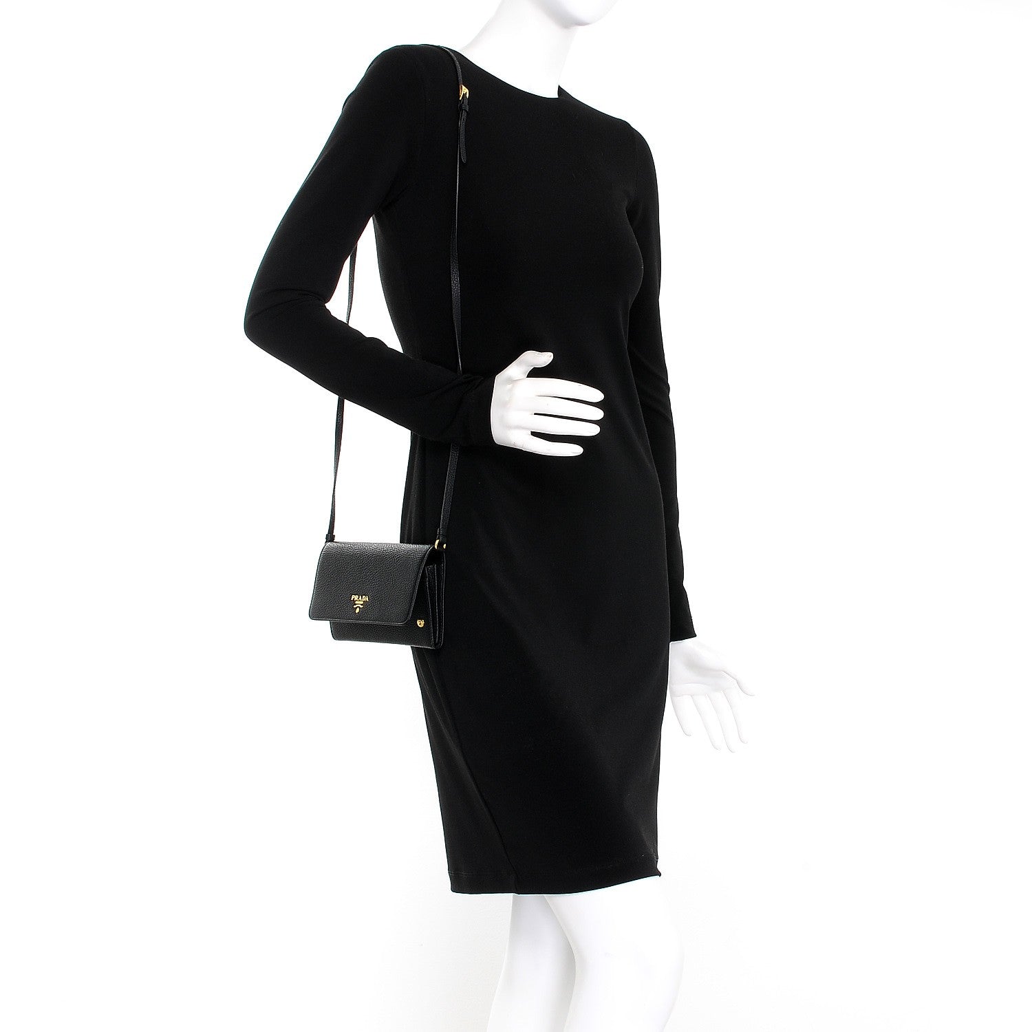 Prada Vitello Grain Mini Crossbody Wallet Nero Black 2 of 8