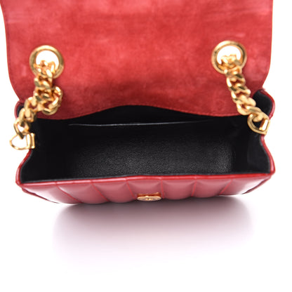 Saint Laurent Patent Matelasse Monogram Small Vicky Chain Bag Red 5 of 9