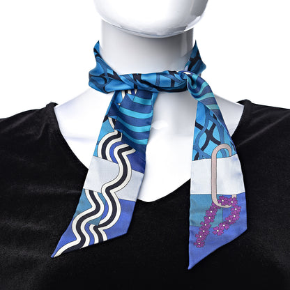 Hermes Silk Ballet Aquatique Twilly Indigo Turquoise Ciel 2 of 5