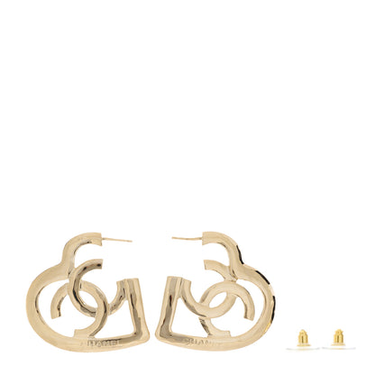 Chanel Metal CC Heart Coco In Love Hoop Earrings Gold 4 of 6