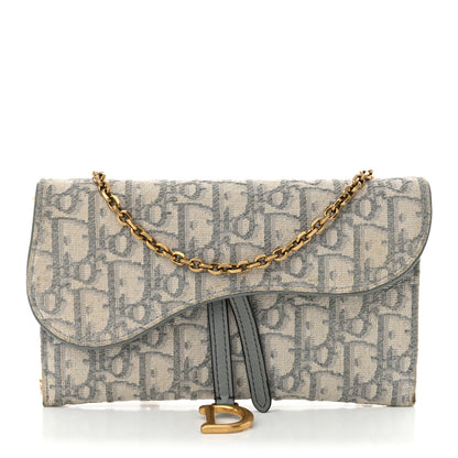 Christian Dior Oblique Saddle Chain Long Wallet Grey 1 of 14