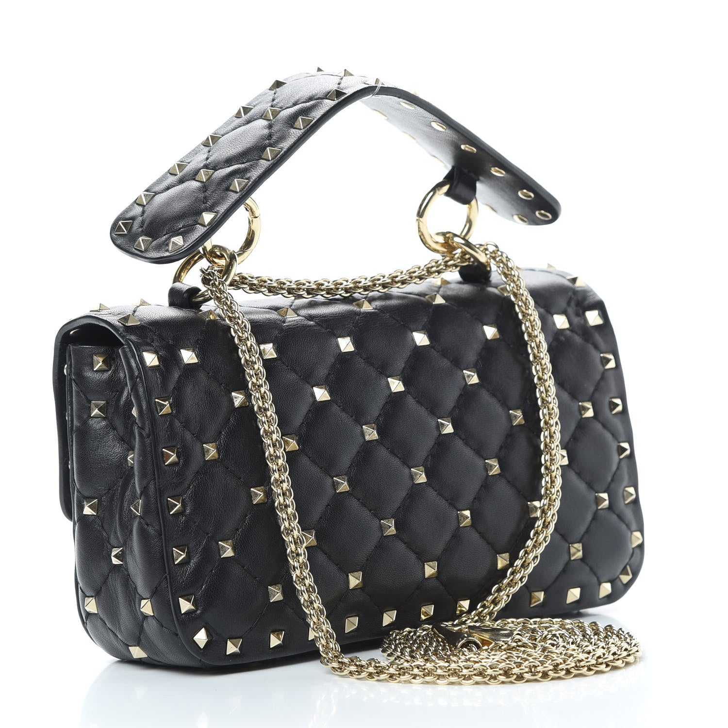 Valentino Garavani Lambskin Small Rockstud Spike Shoulder Bag Black 3 of 10