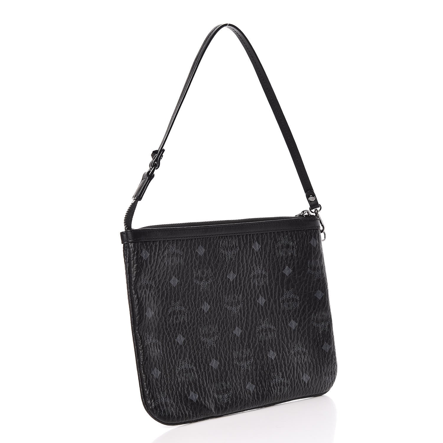 MCM Visetos Liz Shopper Tote Pouch Black 3 of 11