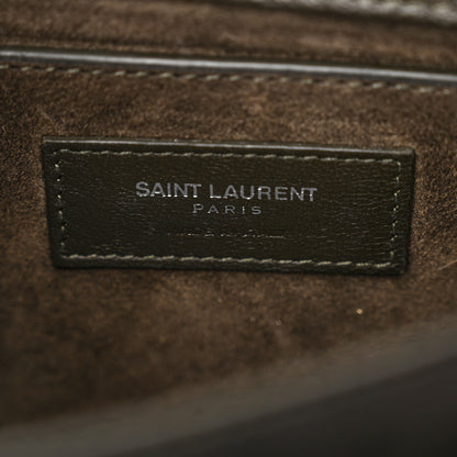 Saint Laurent Grained Calfskin Medium Monogram Sunset Satchel Dark Green 6 of 16