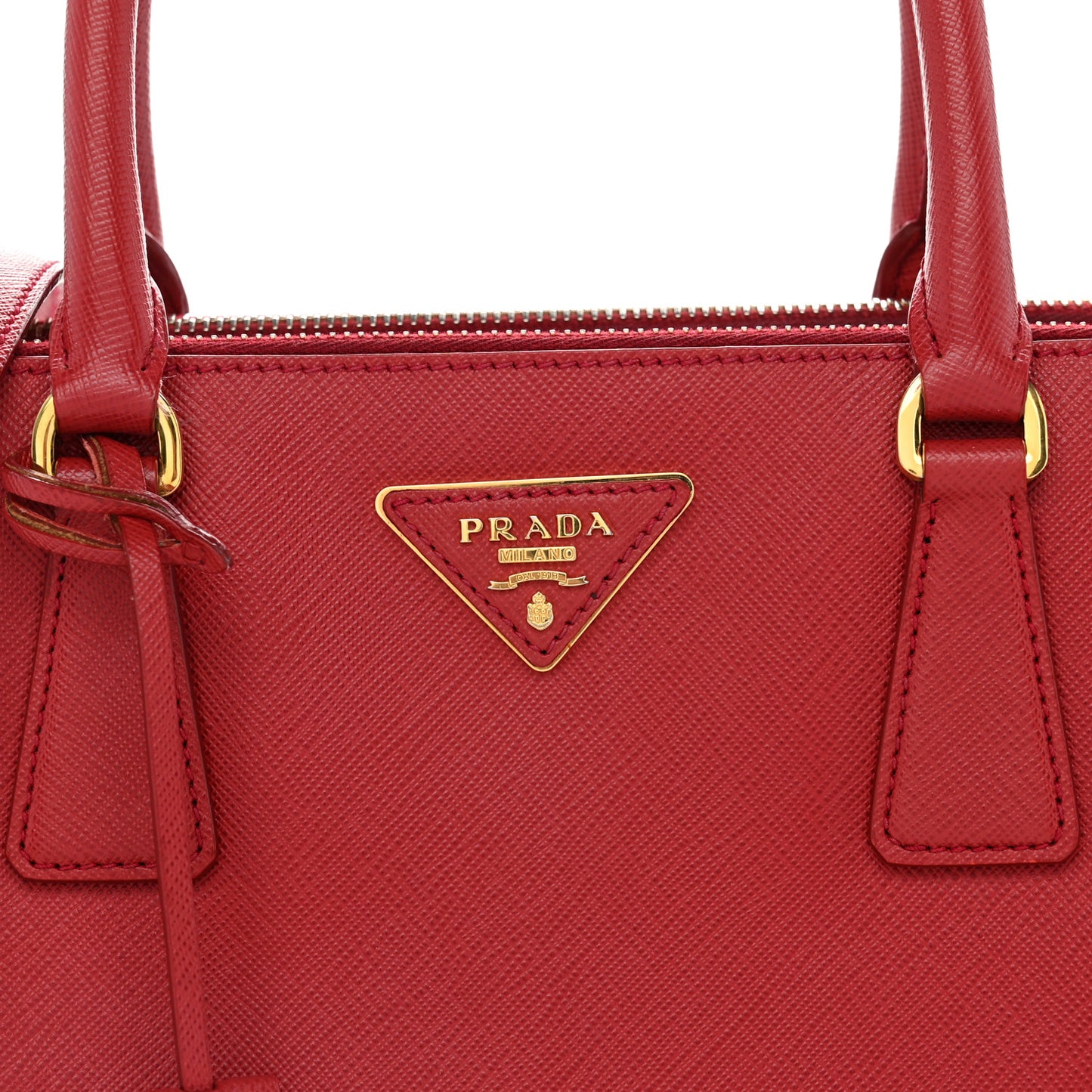 Saffiano Lux Small Galleria Double Zip Tote Fuoco