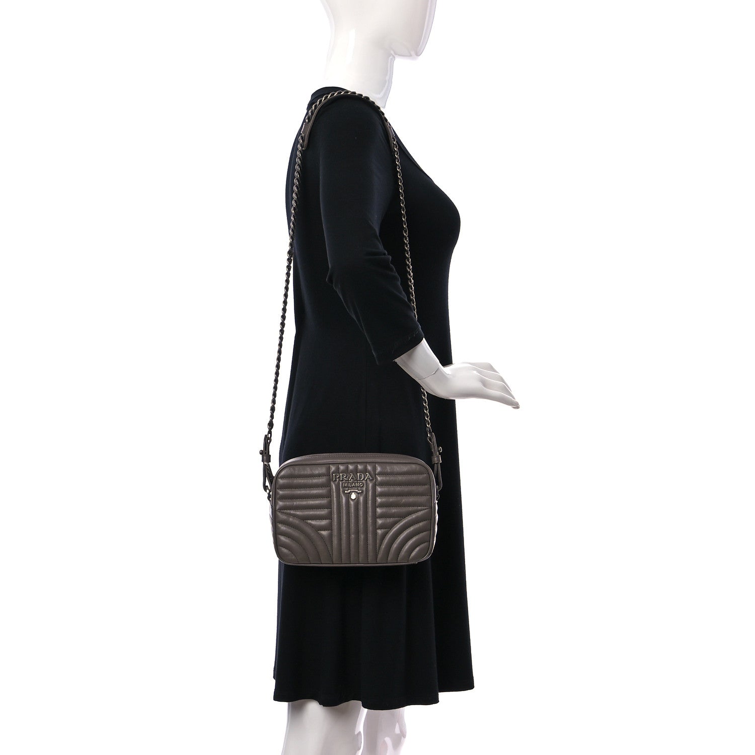 Prada Soft Calfskin Impunture Diagramme Camera Bag Bambu 2 of 9