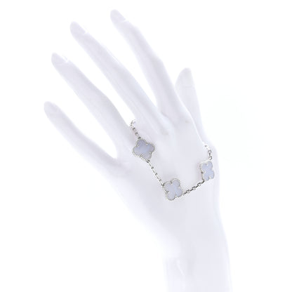 Van Cleef & Arpels 18K White Gold Chalcedony 5 Motifs Vintage Alhambra Bracelet 2 of 6