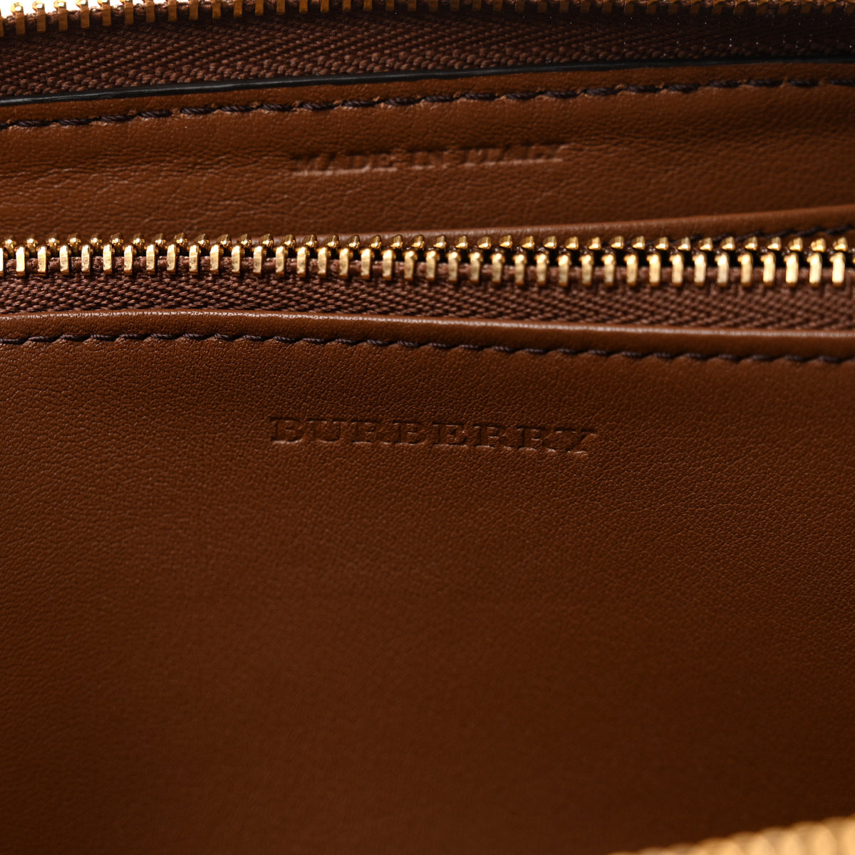 Grainy Calfskin House Check Elmore Zip Around Wallet Tan