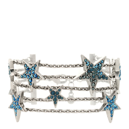Chanel Crystal Star CC Multi Strand Bracelet Blue Silver 1 of 3