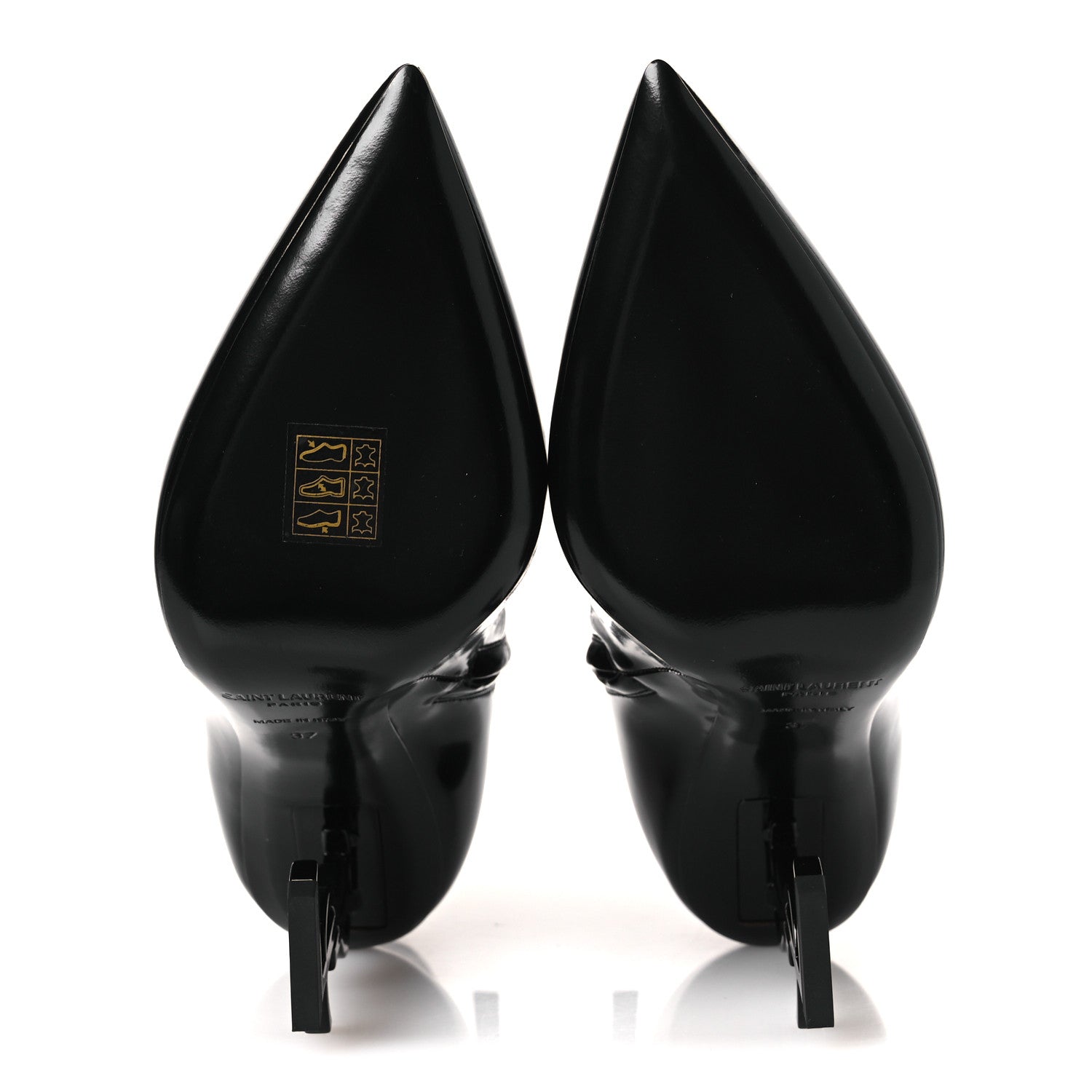 Saint Laurent Glazed Calfskin Opyum Ankle Boots 37 Black 14 of 22
