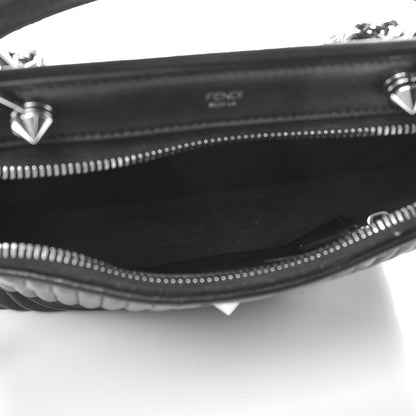 Fendi Shiny Nappa Trapuntata Small DotCom Click Top Handle Chain Satchel Black 5 of 11