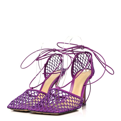 Bottega Veneta Mesh Nappa Stretch Ankle Tie 90mm Sandals 39.5 Venom 3 of 9