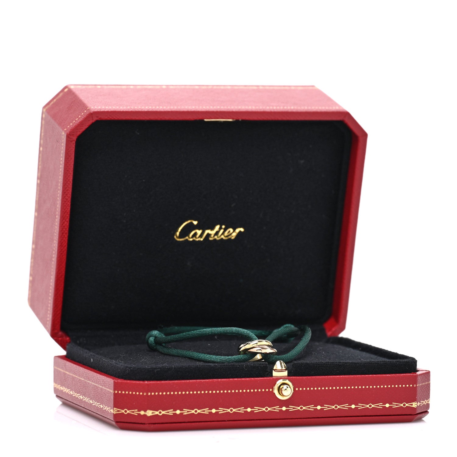 Cartier 18k Pink Yellow White Gold Trinity Adjustable Cord Bracelet Green 4 of 4