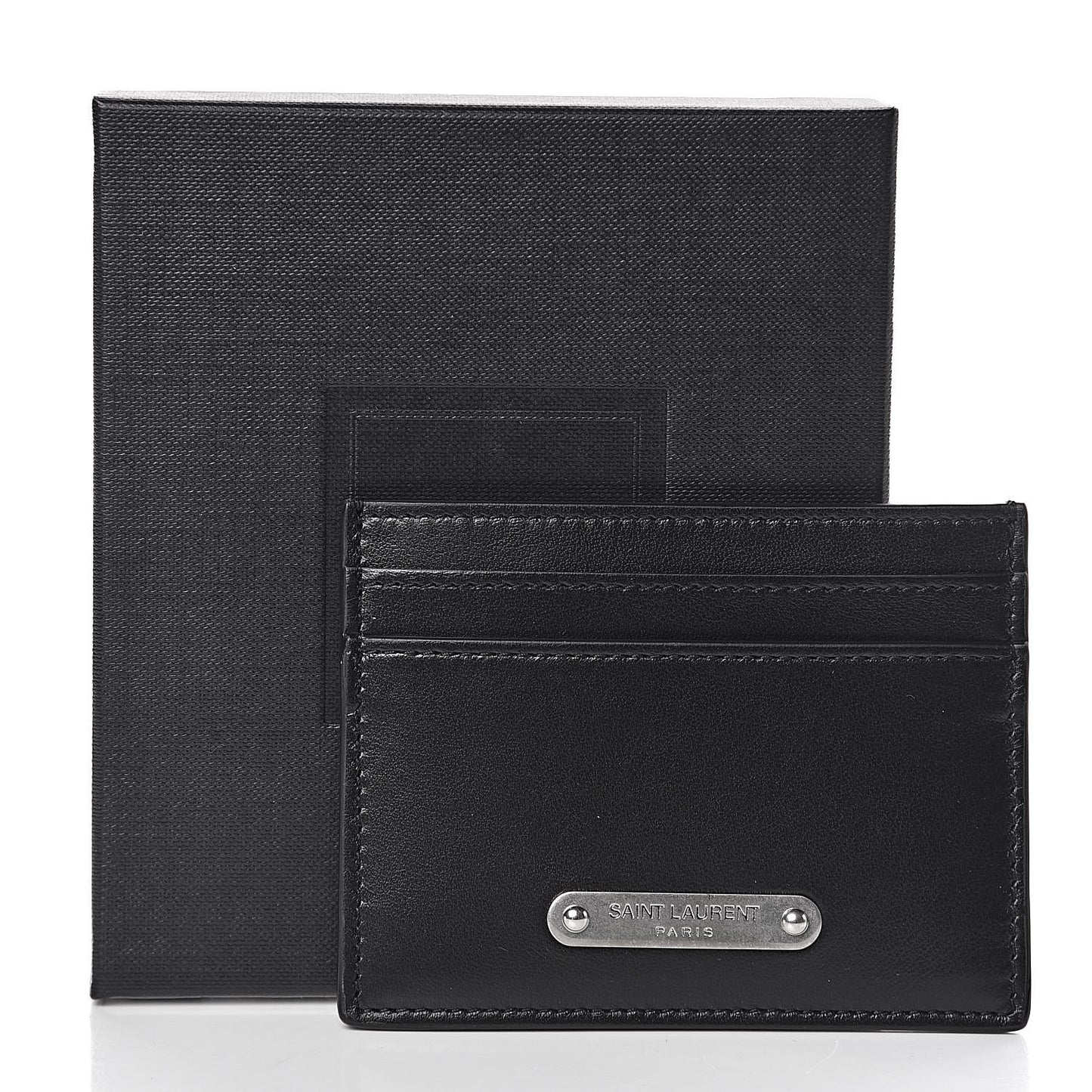 Calfskin Plate Card Case Black