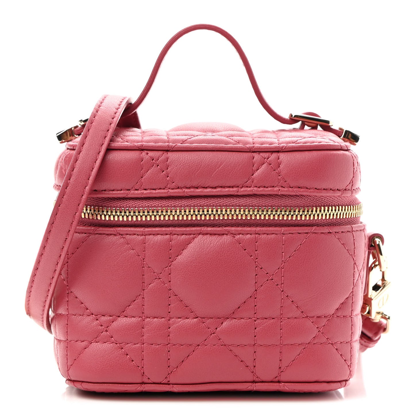 Lambskin Cannage Micro Lady Dior Vanity Case Pink