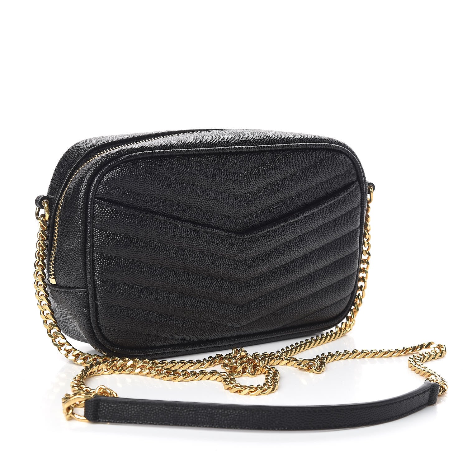 Saint Laurent Grain De Poudre Matelasse Monogram Mini Lou Camera Bag Black 3 of 10