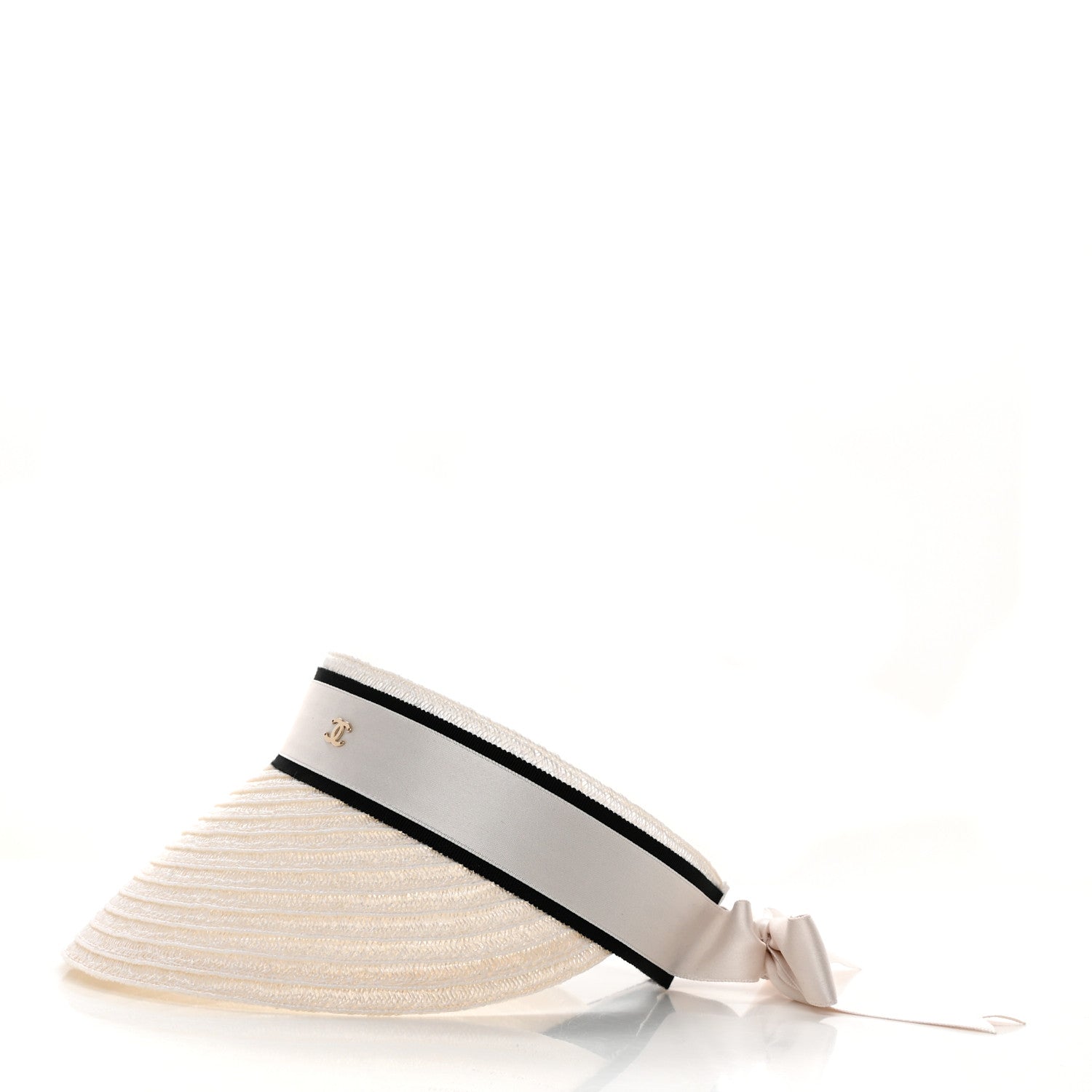 Chanel Abaca Cotton Ribbon Visor M Ecru White 3 of 8