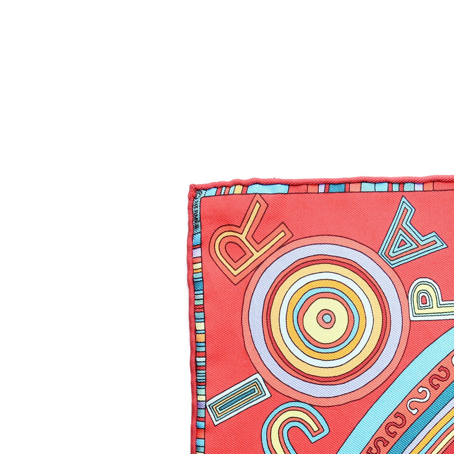 Hermes Silk Tohu Bohu Pocket Square Rouge Bleu Vert Pomme Canard 2 of 4