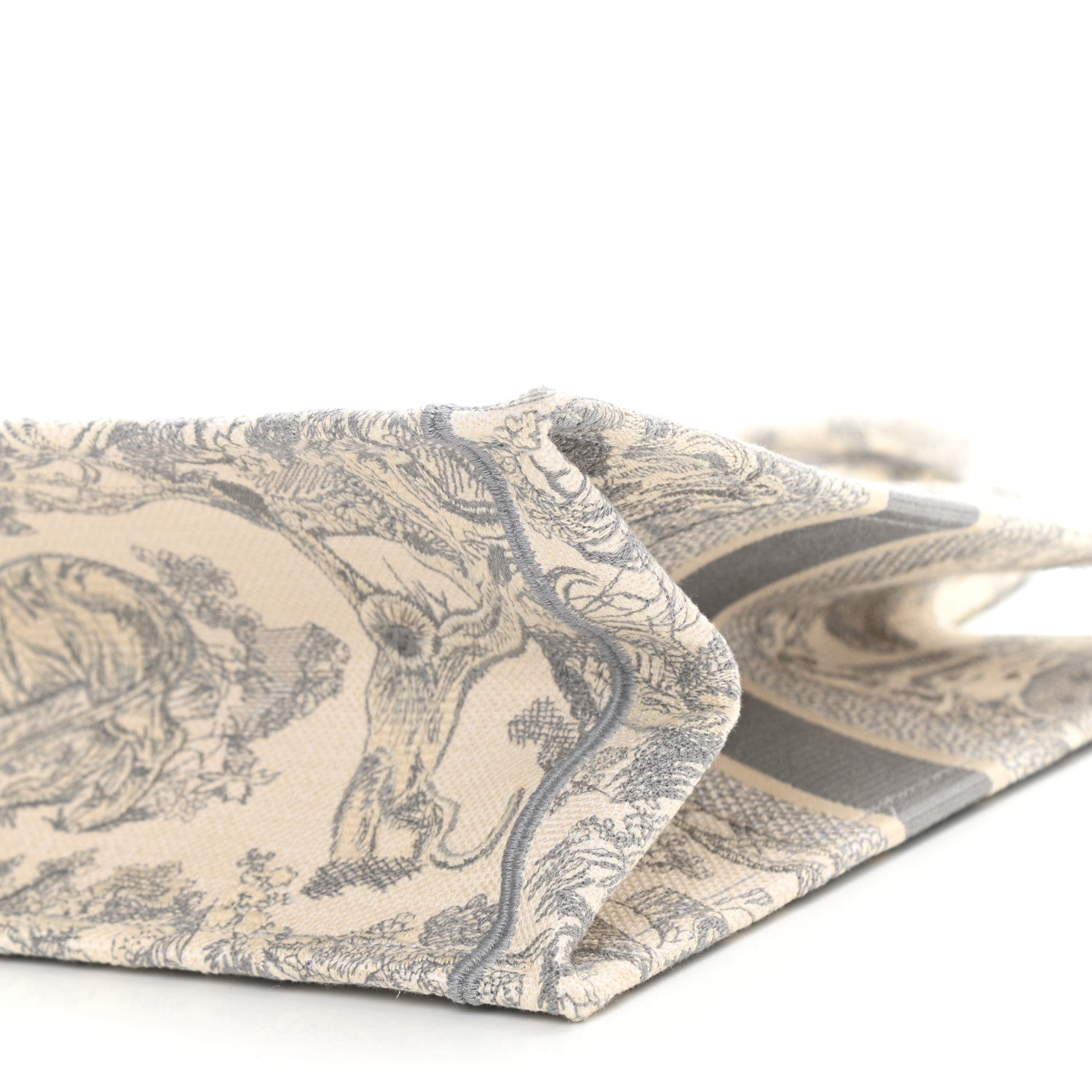 Christian Dior Canvas Embroidered Medium Dioriviera Toile De Jouy Book Tote Gray 10 of 10